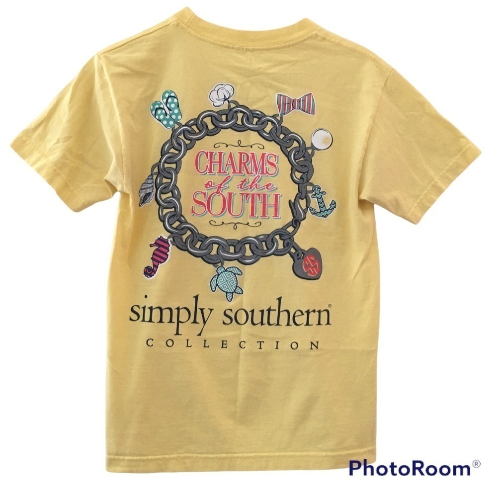 Simply Southern Light Yellow Short Sleeve Charms of  the South Tee Shirt Size S